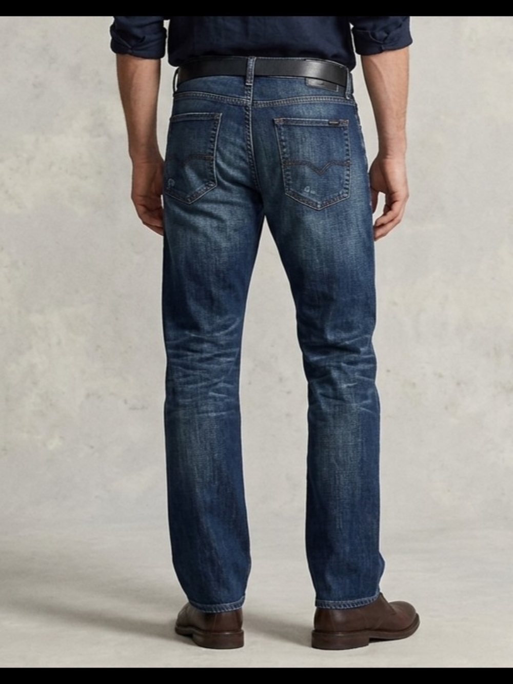 Guess Men's Desmond Relaxed Straight Jeans in Dark Blue Wash Sz 36